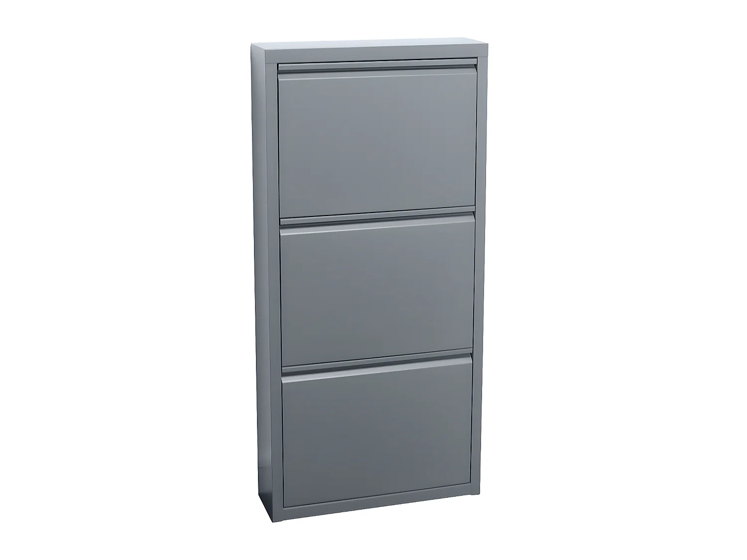 Pisa Armoire à chaussures à 3 rabats/portes en métal, gris. Livré entièrement monté.
