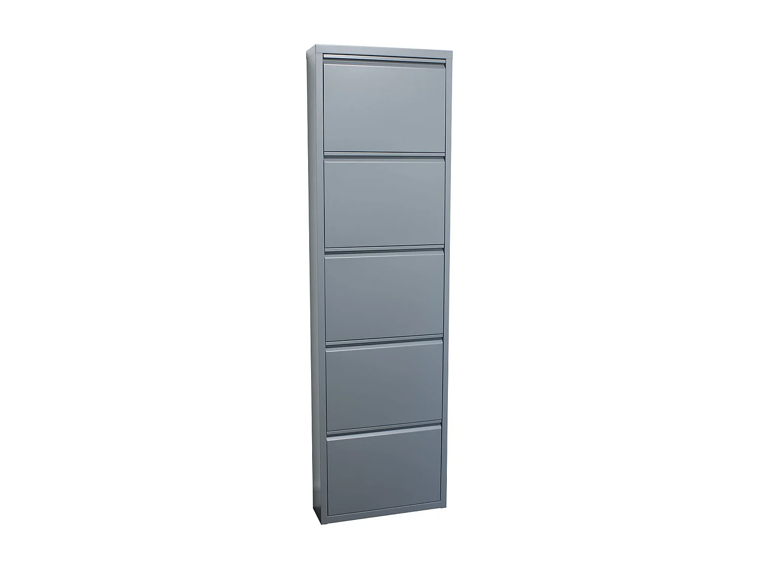 Pisa Armoire à chaussures à 5 rabats/portes en métal, gris. Livré entièrement monté.