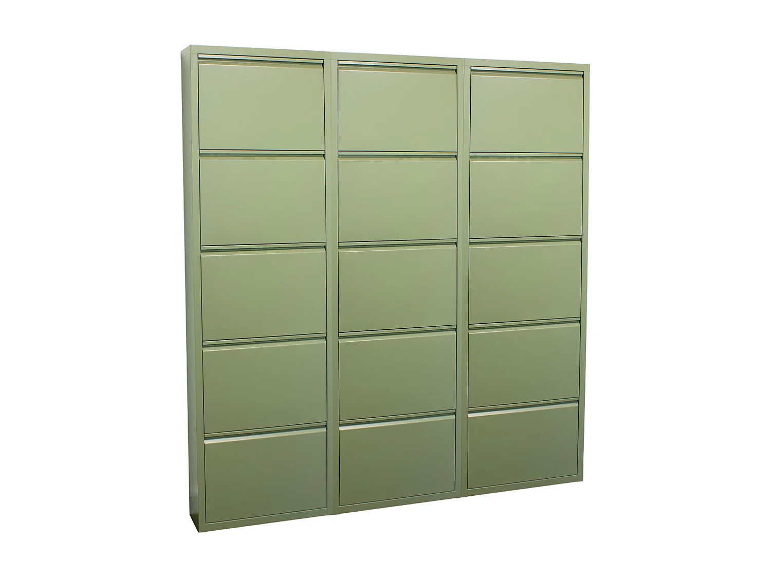 Pisa Armoire à chaussures à 15 rabats/portes en métal, vert. Livré entièrement monté.