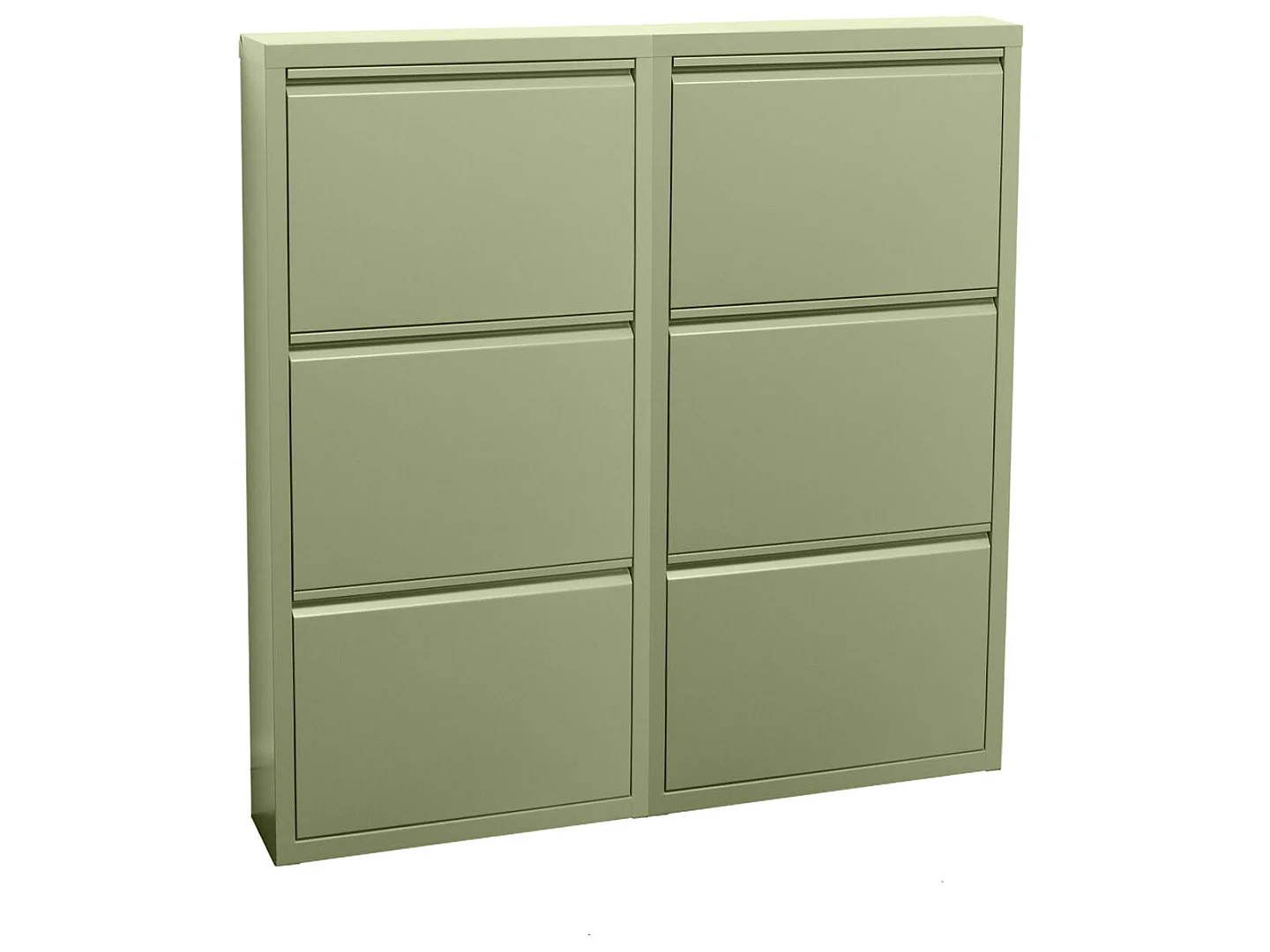 Pisa Armoire à chaussures à 6 rabats/portes en métal, vert. Livré entièrement monté.