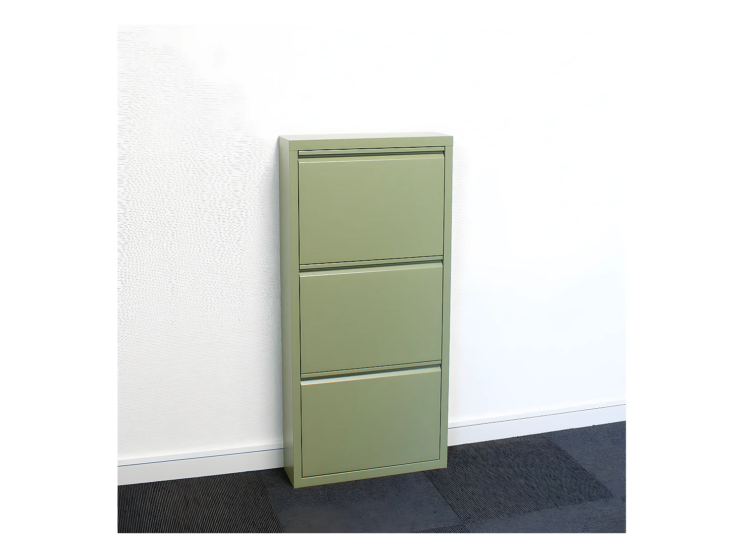 Pisa Armoire à chaussures à 6 rabats/portes en métal, vert. Livré entièrement monté.