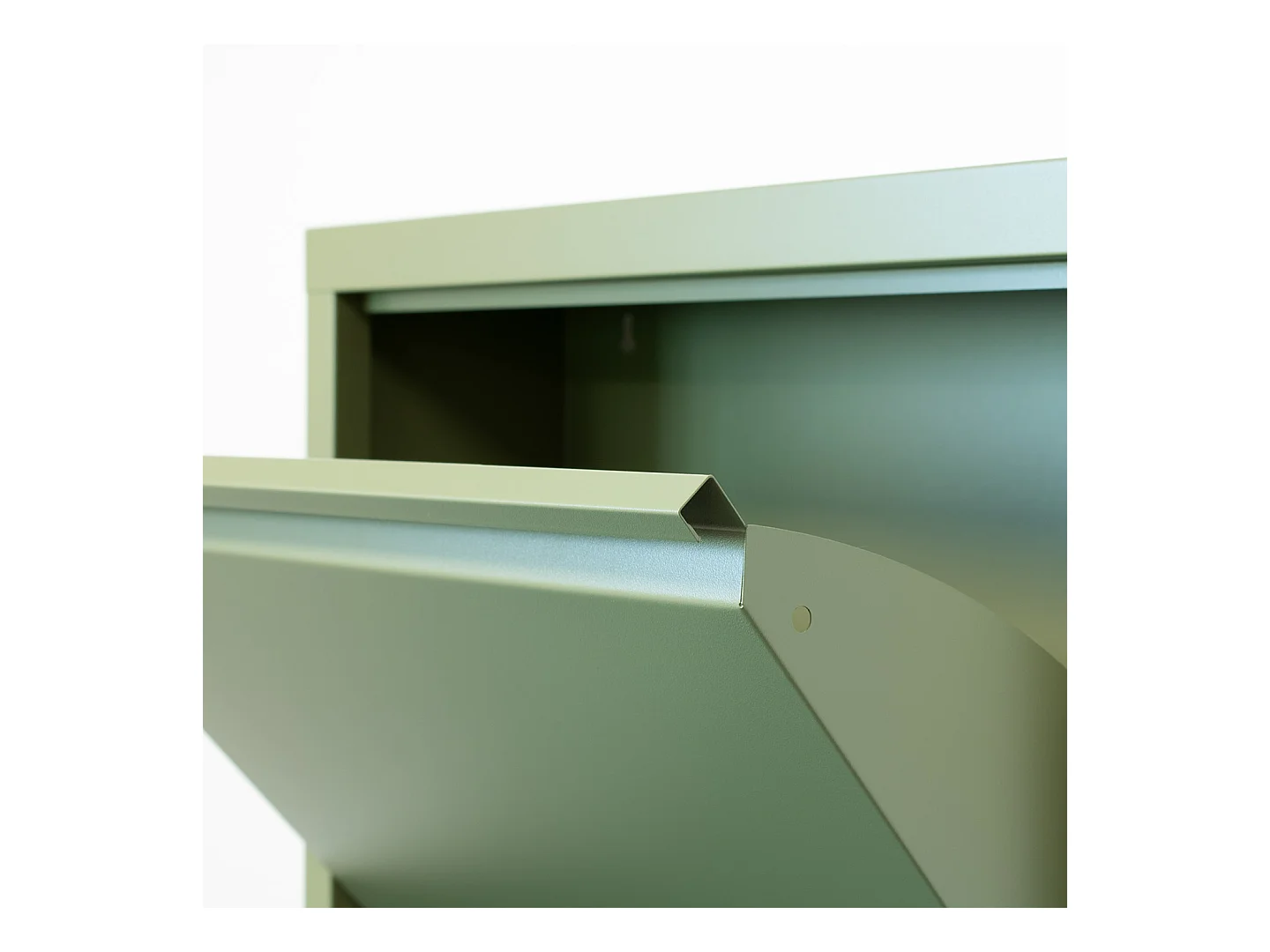 Pisa Armoire à chaussures à 6 rabats/portes en métal, vert. Livré entièrement monté.