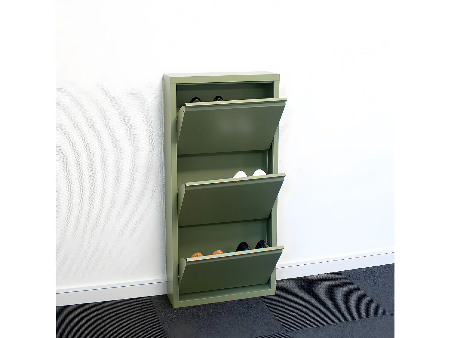 Zapatero Pisa de 6 puertas en metal verde. Se entrega montado.