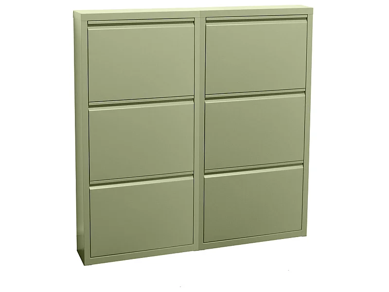 Zapatero Pisa de 6 puertas en metal verde. Se entrega montado.