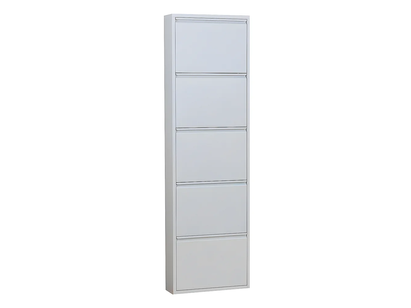 Pisa Armoire à chaussures à 5 rabats/portes en métal, blanc.