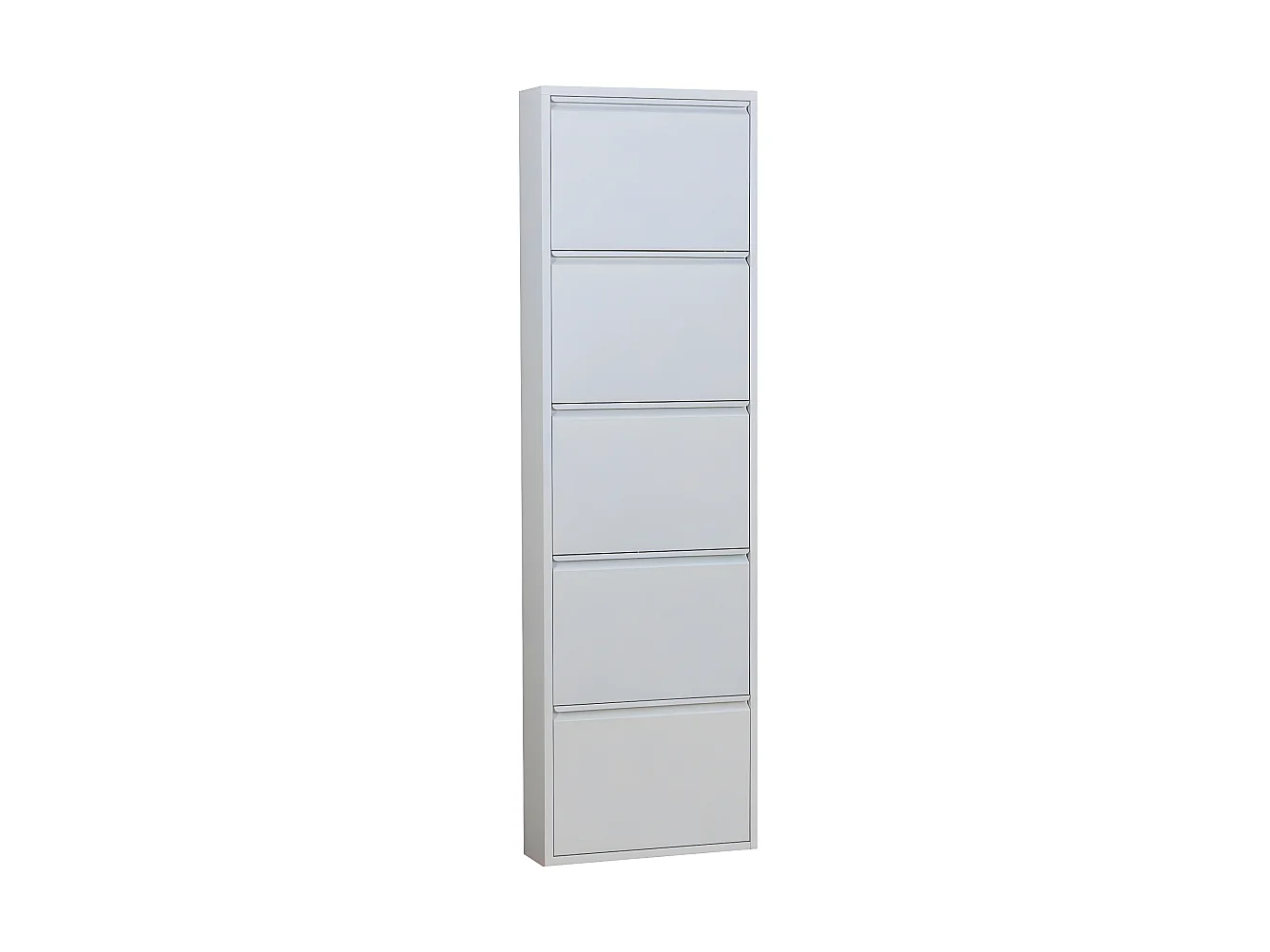 Pisa Armoire à chaussures à 5 rabats/portes en métal, blanc.