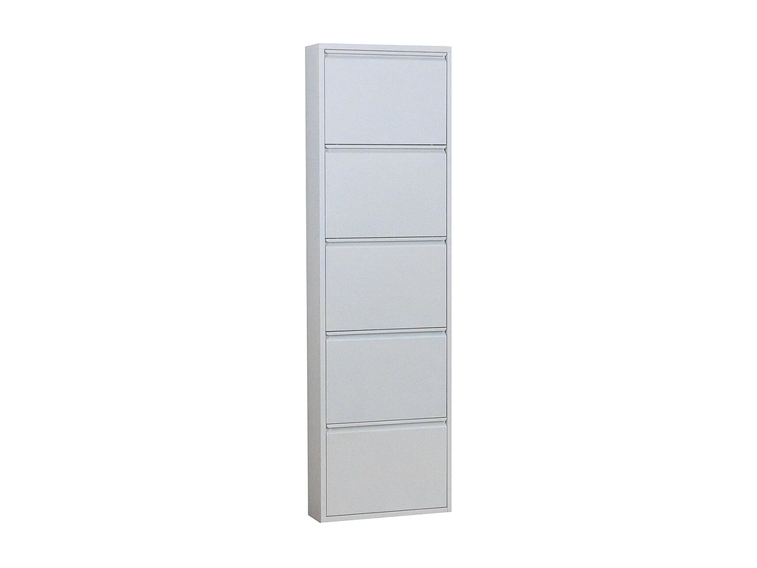 Pisa Armoire à chaussures à 5 rabats/portes en métal, blanc.