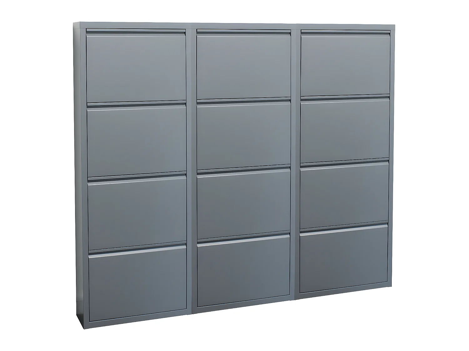 Pisa Armoire à chaussures à 12 rabats/portes en métal, gris. Livré entièrement monté.