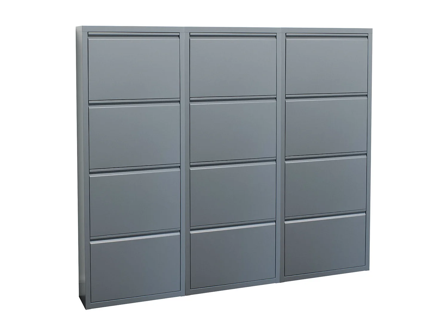 Pisa Armoire à chaussures à 12 rabats/portes en métal, gris. Livré entièrement monté.