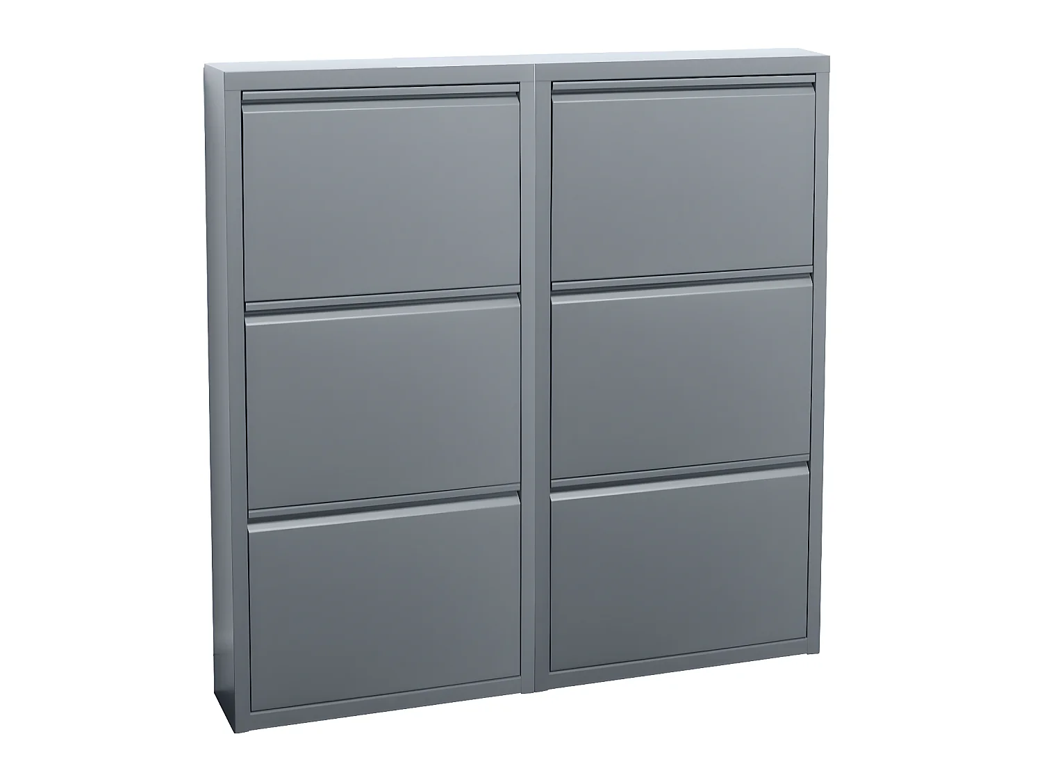 Pisa Armoire à chaussures à 6 rabats/portes en métal, gris. Livré entièrement monté.