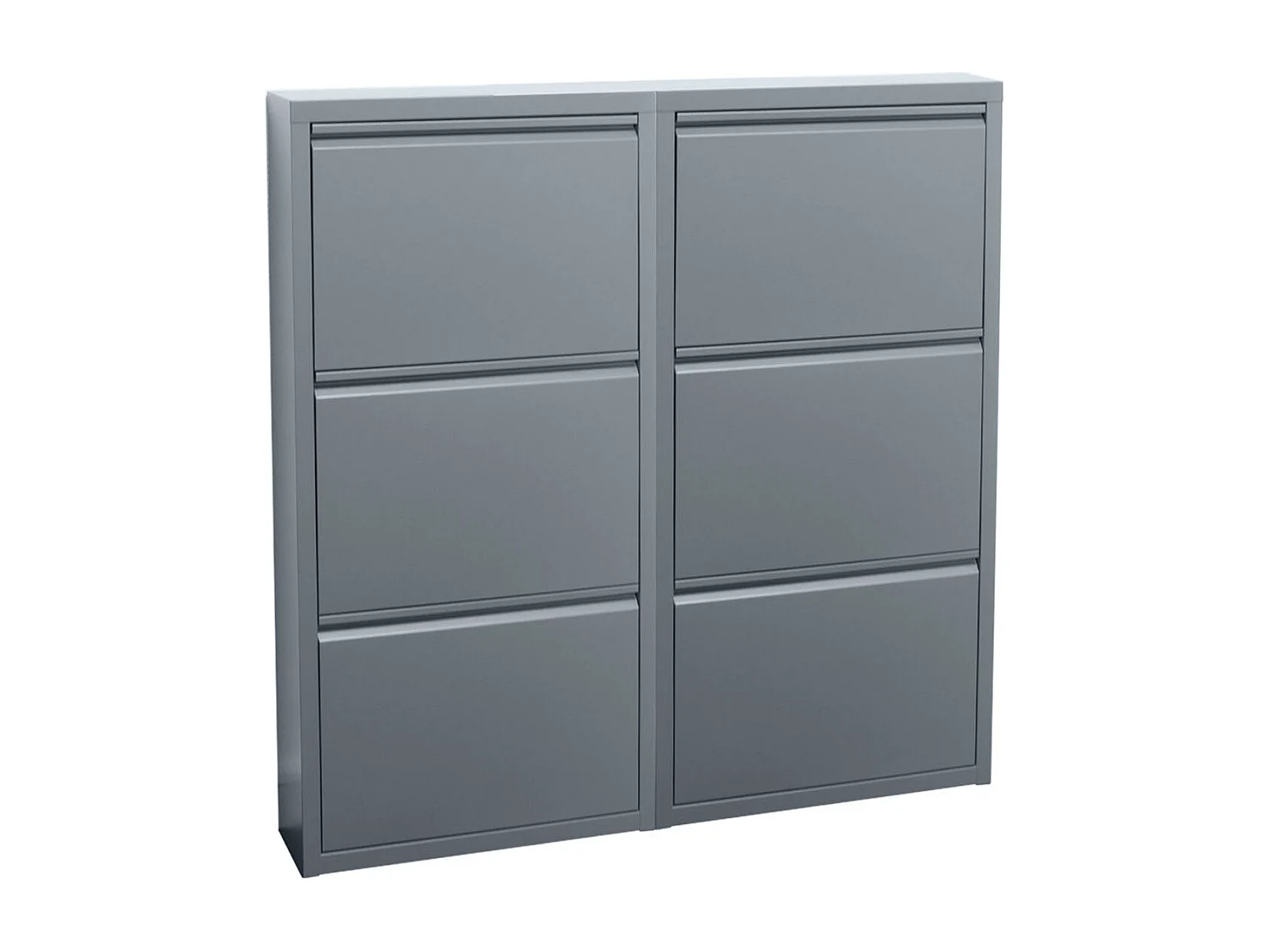 Pisa Armoire à chaussures à 6 rabats/portes en métal, gris. Livré entièrement monté.