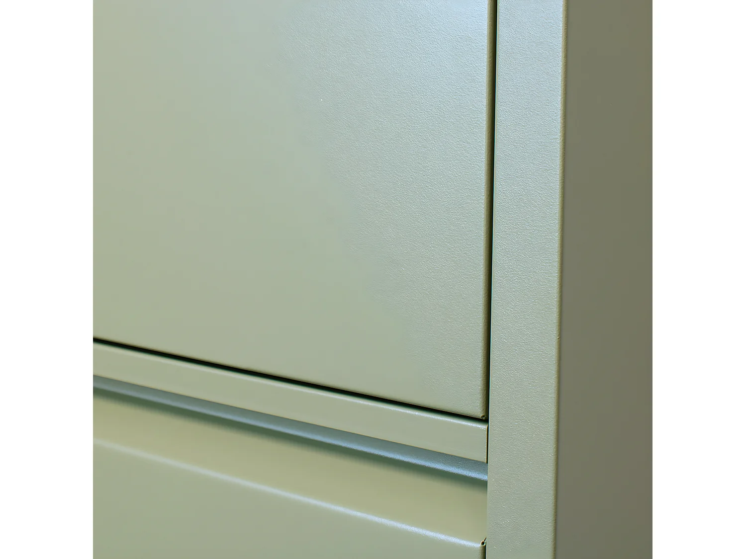 Pisa Armoire à chaussures à 5 rabats/portes en métal, vert. Livré entièrement monté.