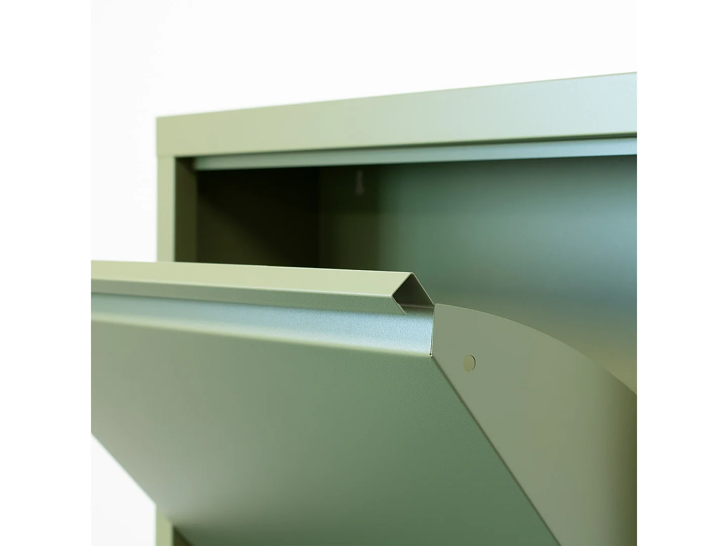 Pisa Armoire à chaussures à 5 rabats/portes en métal, vert. Livré entièrement monté.