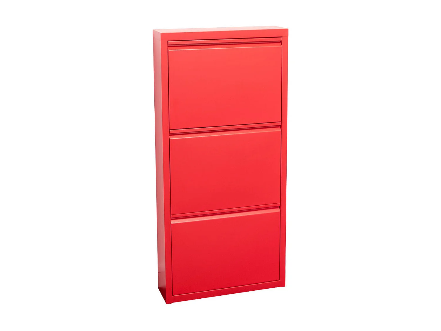 Zapatero Pisa de 3 puertas en metal rojo. Se entrega montado.