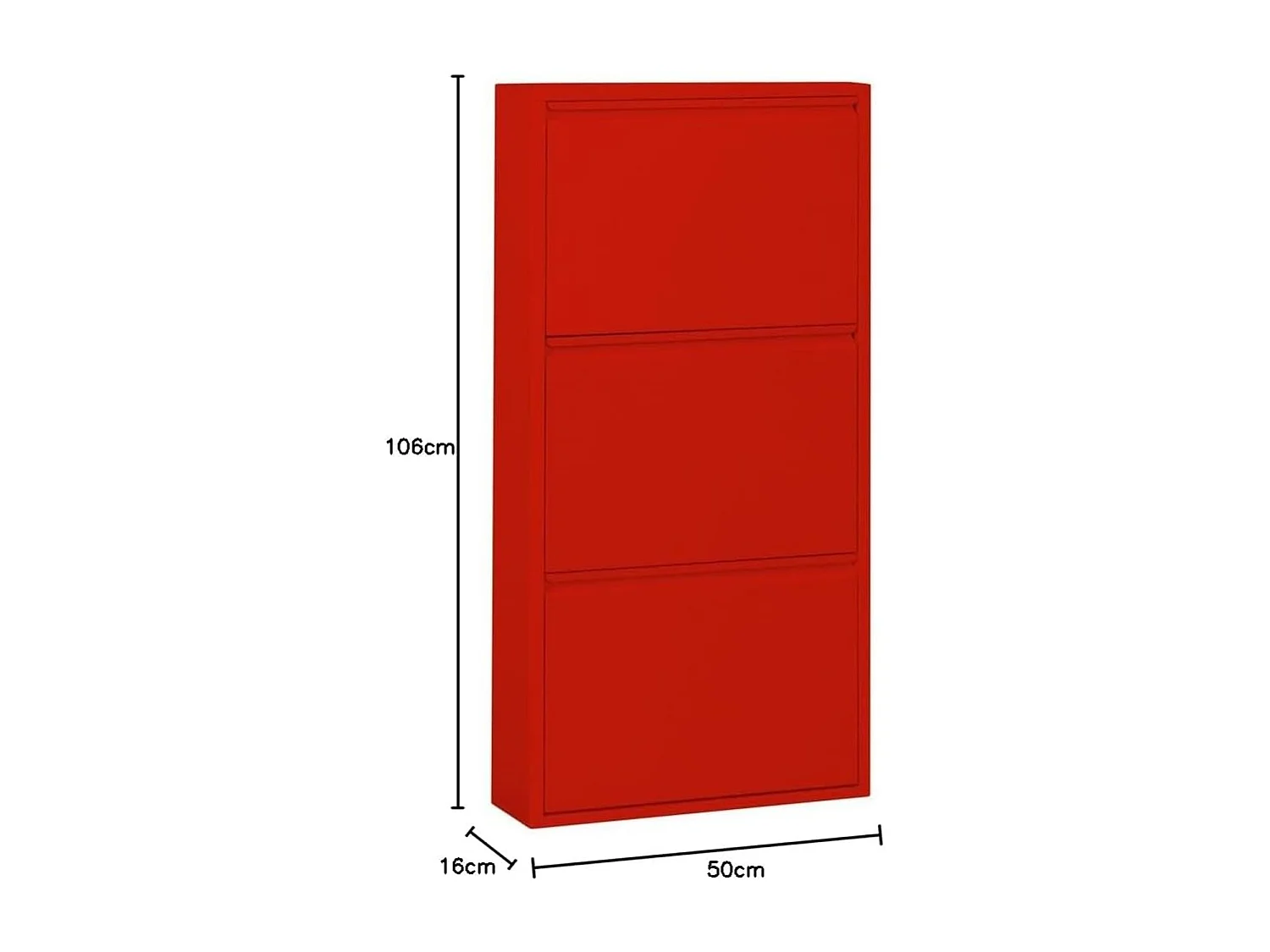 Zapatero Pisa de 3 puertas en metal rojo. Se entrega montado.