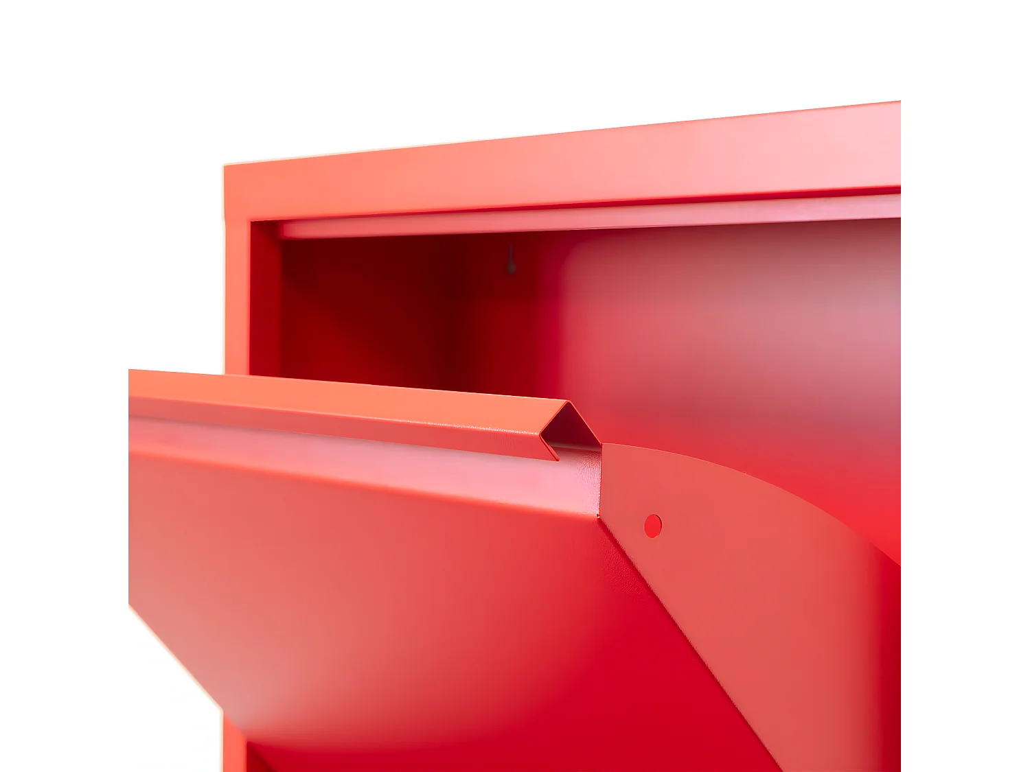 Pisa Armoire à chaussures à 8 rabats/portes en métal, rouge. Livré entièrement monté.