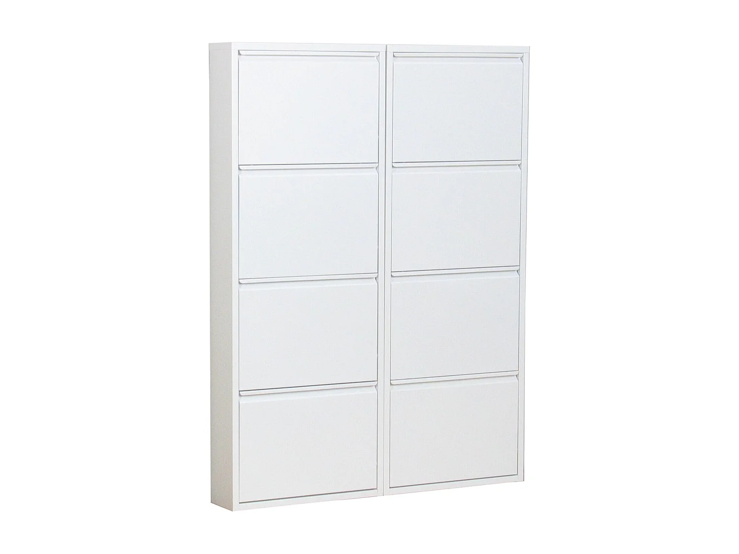 Pisa Armoire à chaussures avec 8 casiers/portes en métal blanc. Livrée entièrement montée.