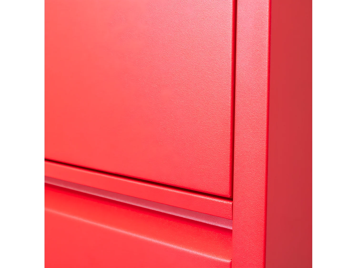 Pisa Armoire à chaussures à 9 rabats/portes en métal, rouge. Livré entièrement monté.