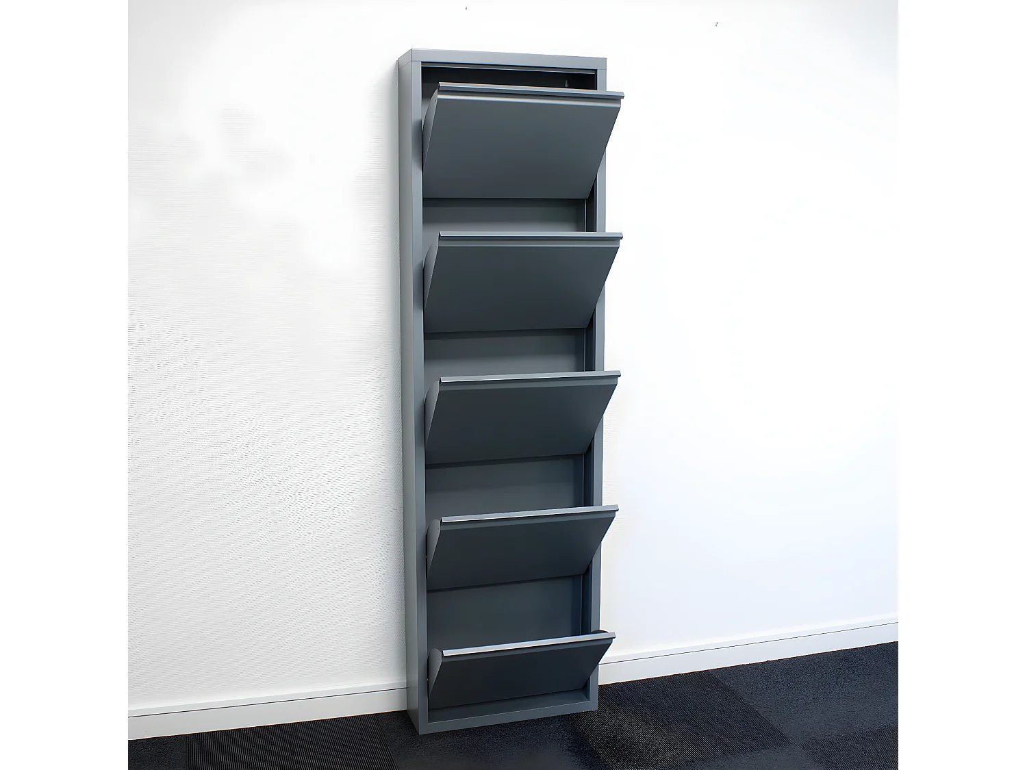 Pisa schoenenkast grijs metaal met 15 vakken.