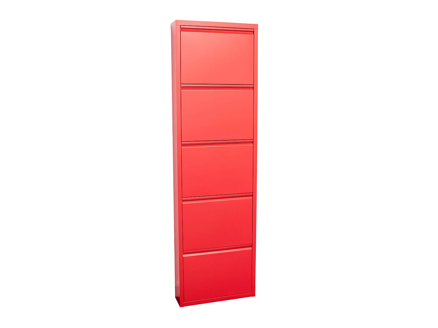 Pisa Armoire à chaussures à 5 rabats/portes en métal, rouge. Livré entièrement monté.