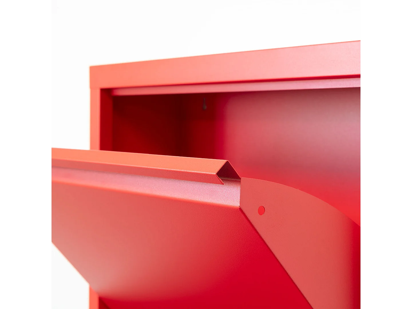 Pisa Schuhschrank mit 5 Klappen/Türen in Metall rot. Fertig montiert geliefert.