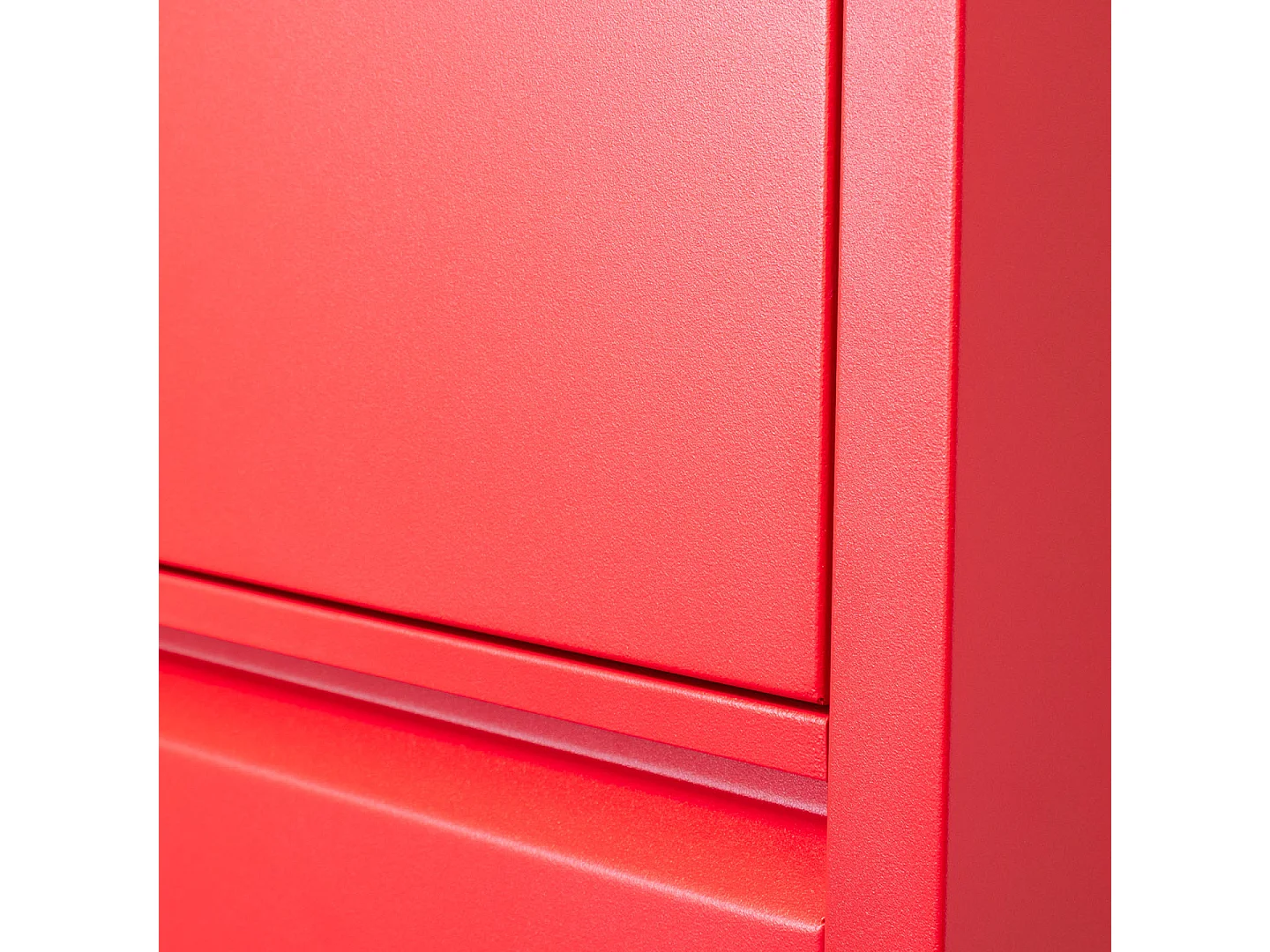 Pisa Schuhschrank mit 5 Klappen/Türen in Metall rot. Fertig montiert geliefert.