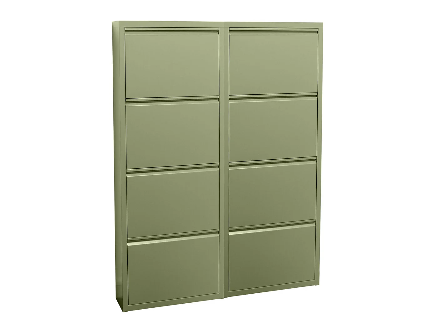 Pisa Armoire à chaussures à 8 rabats/portes en métal, vert. Livré entièrement monté.