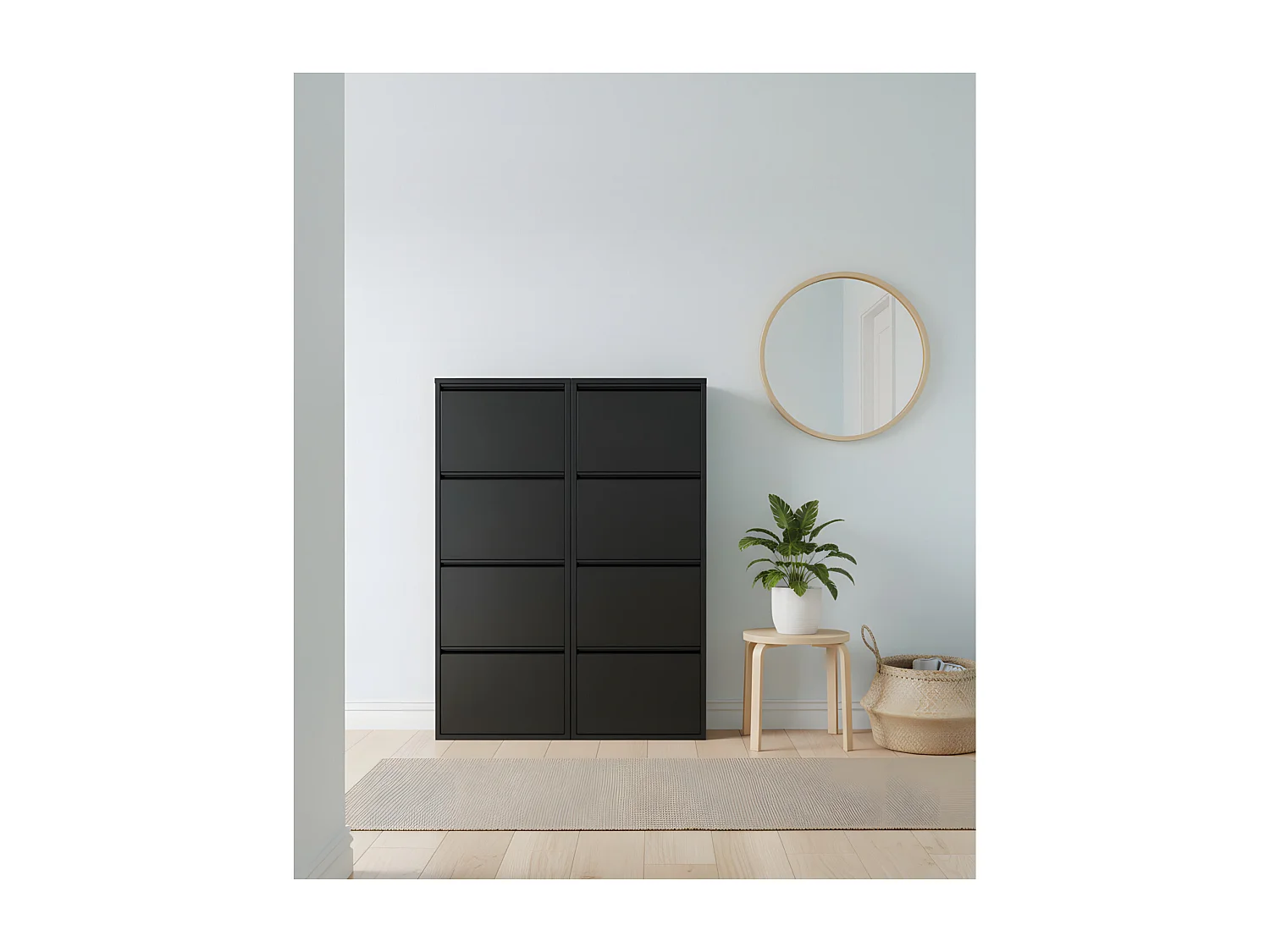 Pisa Armoire à chaussures avec 8 casiers/portes en métal blanc. Livrée entièrement montée.