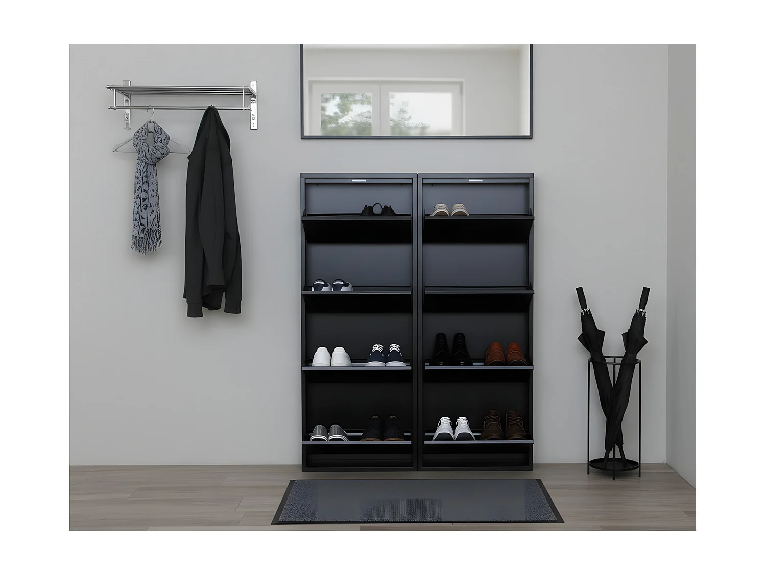 Pisa Armoire à chaussures avec 8 casiers/portes en métal blanc. Livrée entièrement montée.