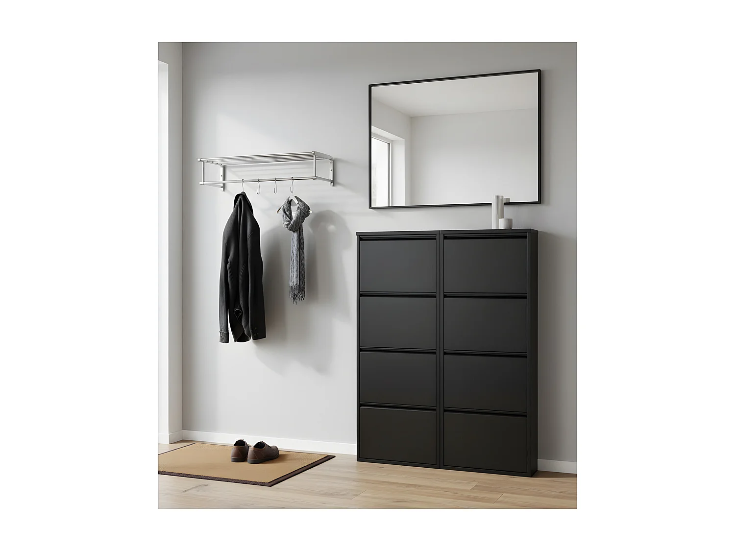 Pisa Armoire à chaussures avec 8 casiers/portes en métal blanc. Livrée entièrement montée.