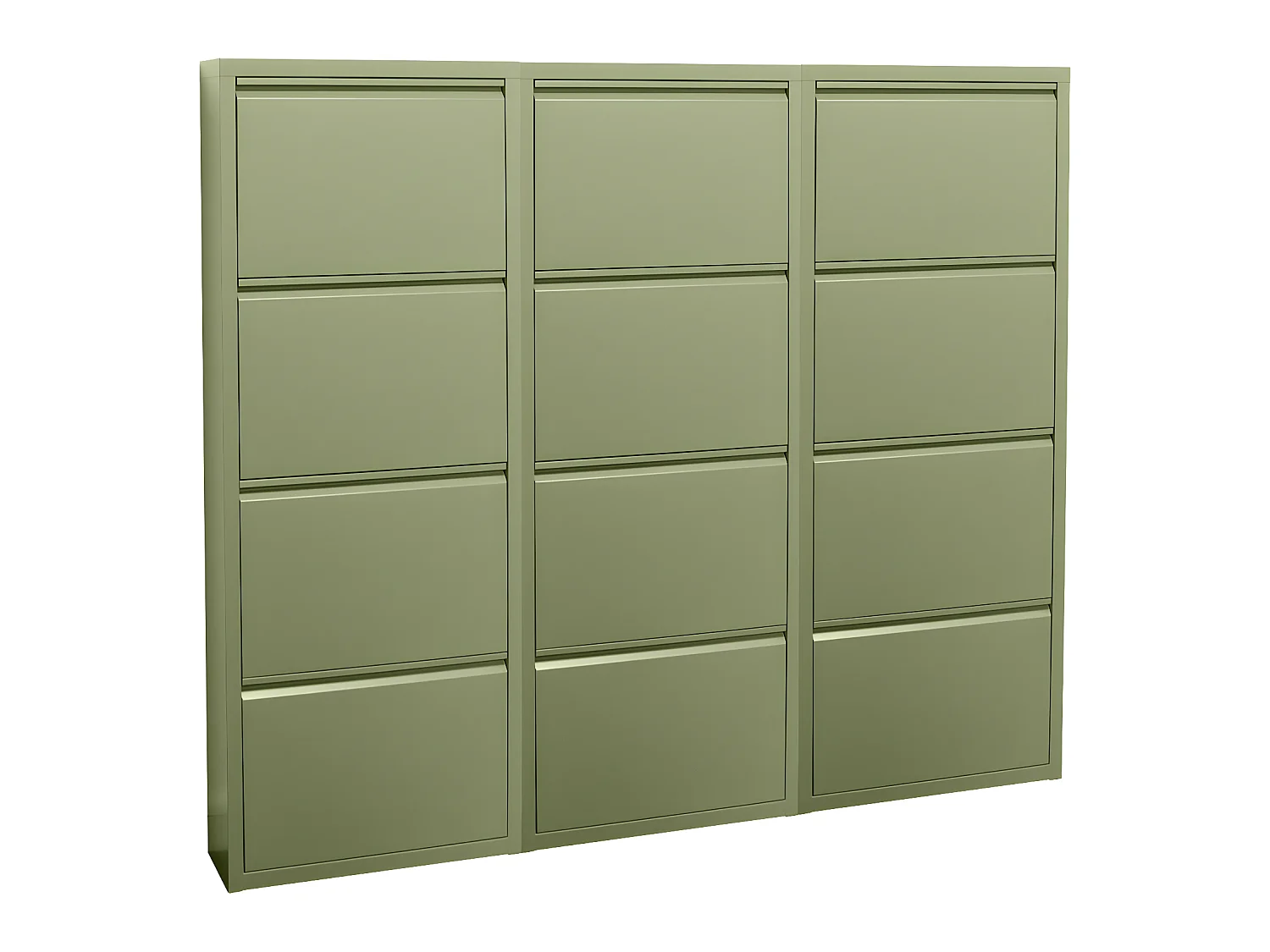 Pisa Armoire à chaussures à 12 rabats/portes en métal, vert. Livré entièrement monté.