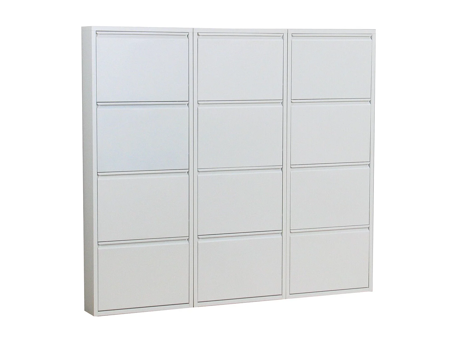 Pisa Armoire à chaussures avec 12 casiers/portes en métal blanc. Livrée entièrement montée.