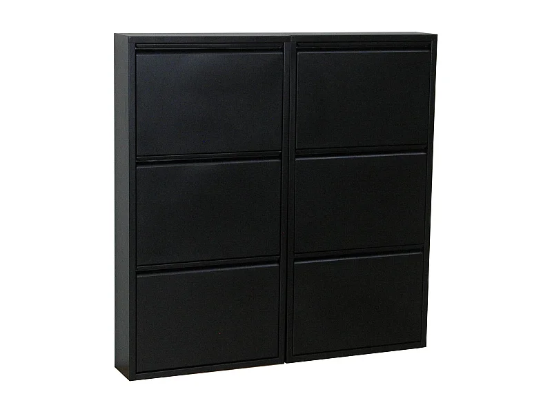 Pisa Schuhschrank mit 6 Klappen/Türen in Metall schwarz.Fertig montiert geliefert.