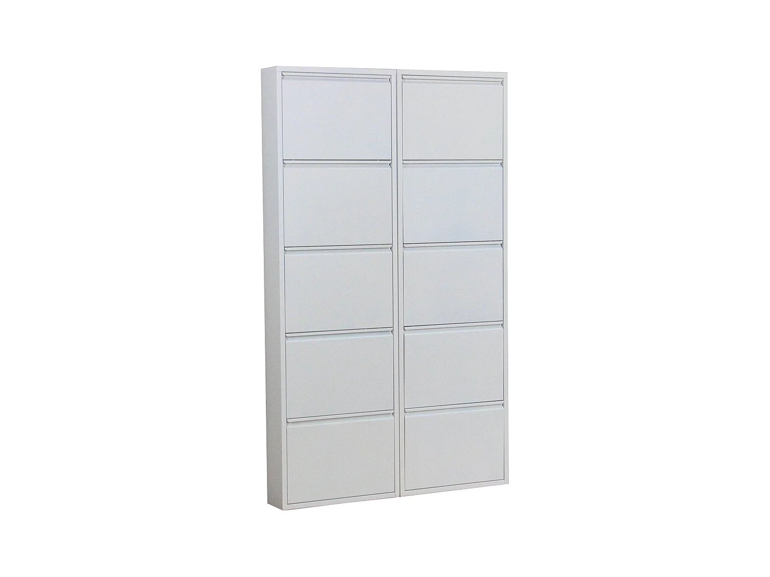 Pisa Armoire à chaussures avec 10 casiers/portes en métal blanc. Livrée entièrement montée.
