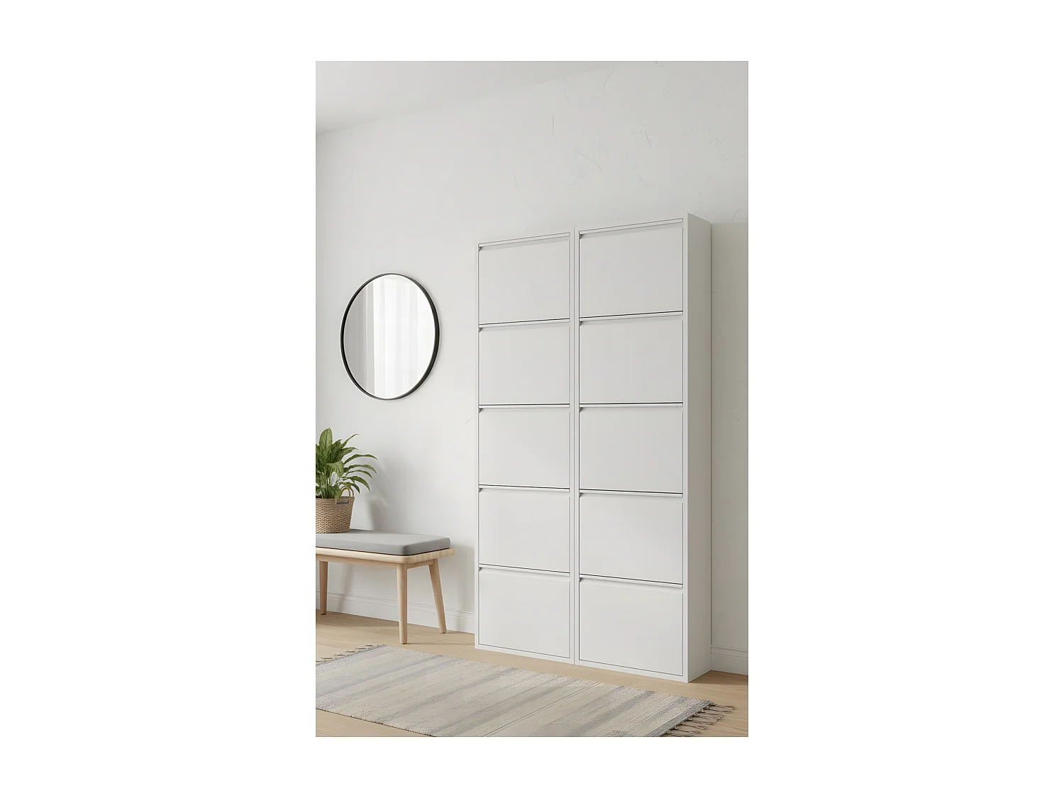 Pisa schoenenkast wit metaal met 5 vakken - set van 2.