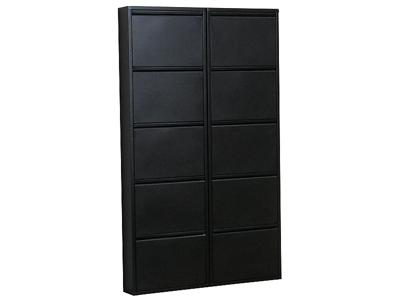 Pisa schoenenkast zwart metaal met 5 vakken - set van 2.