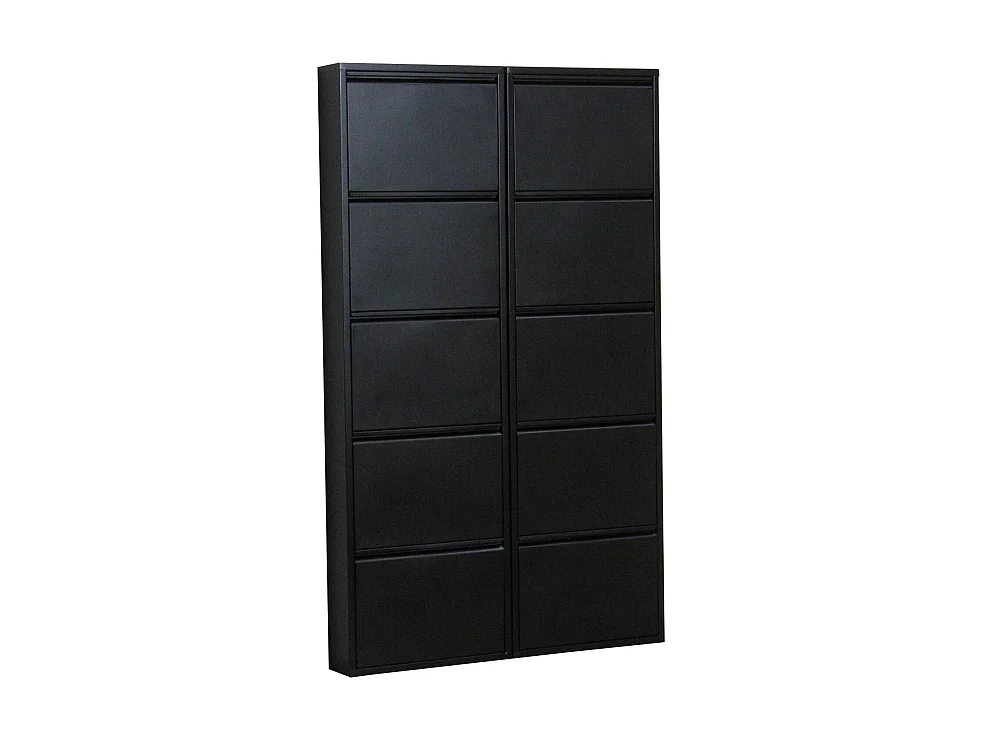 Pisa Armoire à chaussures avec 10 casiers/portes en métal noir. Livrée entièrement montée.