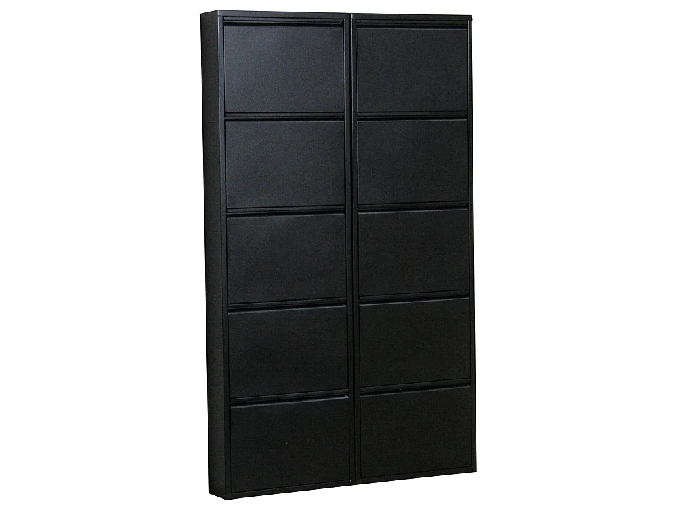 Pisa Armoire à chaussures avec 10 casiers/portes en métal noir. Livrée entièrement montée.