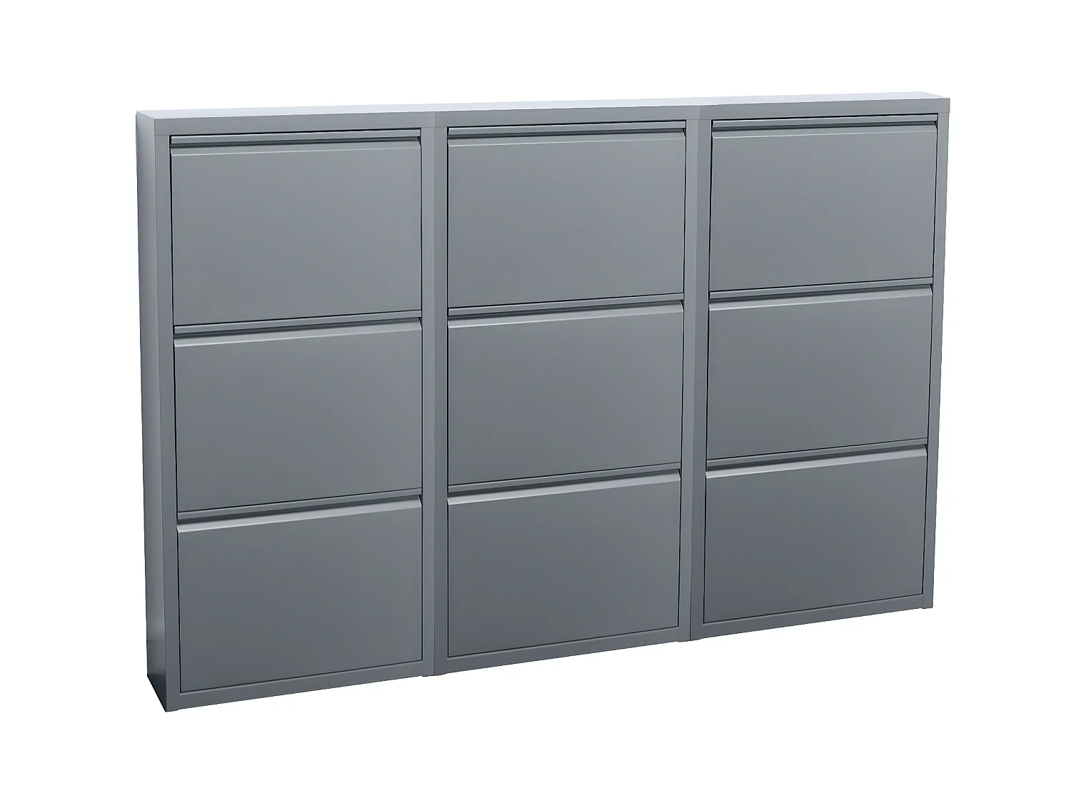 Pisa Armoire à chaussures à 9 rabats/portes en métal, gris. Livré entièrement monté.