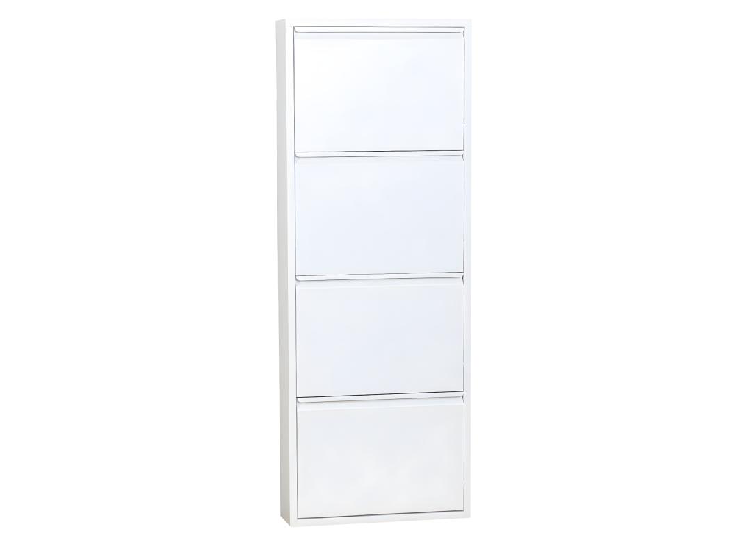 Zapatero Pisa de 4 puertas en metal blanco. Se entrega completamente montado.