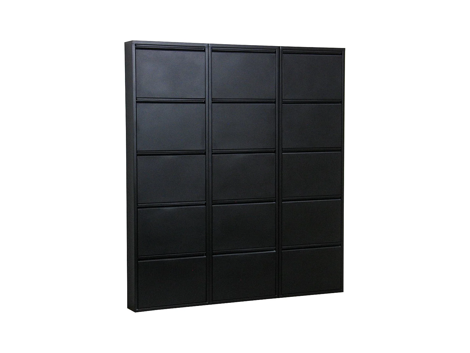 Pisa Armoire à chaussures avec 15 casiers/portes en métal noir. Livrée entièrement montée.