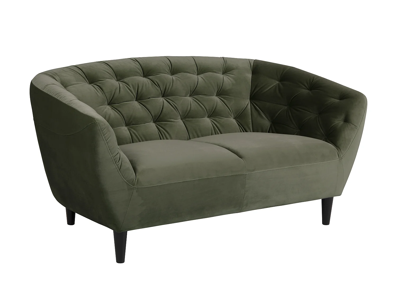 Rita Canapé 2 personnes, vert sapin, hévéa noir.