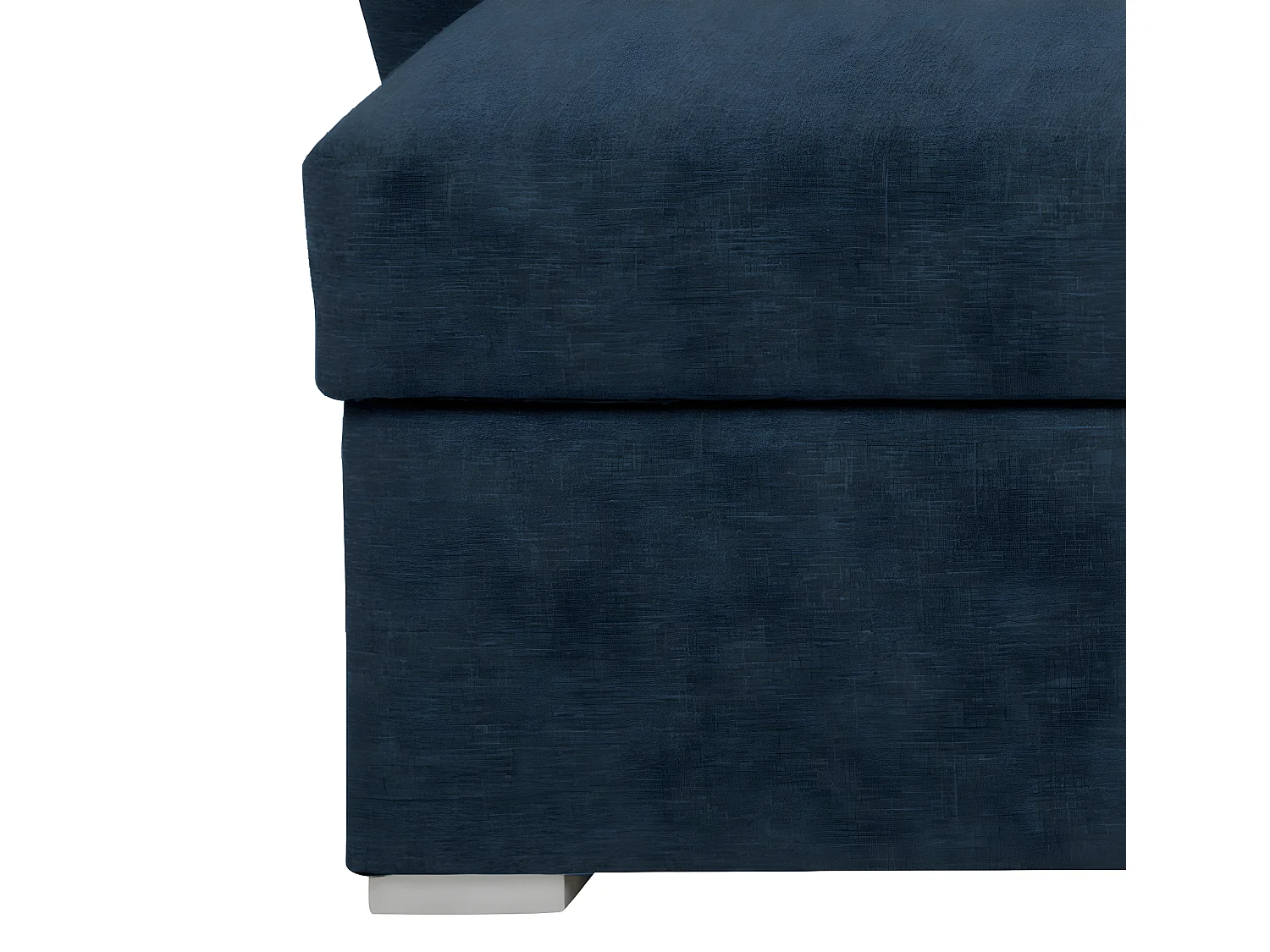Stan slaapbank, hoek rechts met chaise longue links, in blauw.