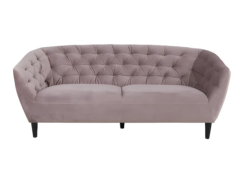 Rian 3 Personen Sofa rosa mit schwarzen Beinen.