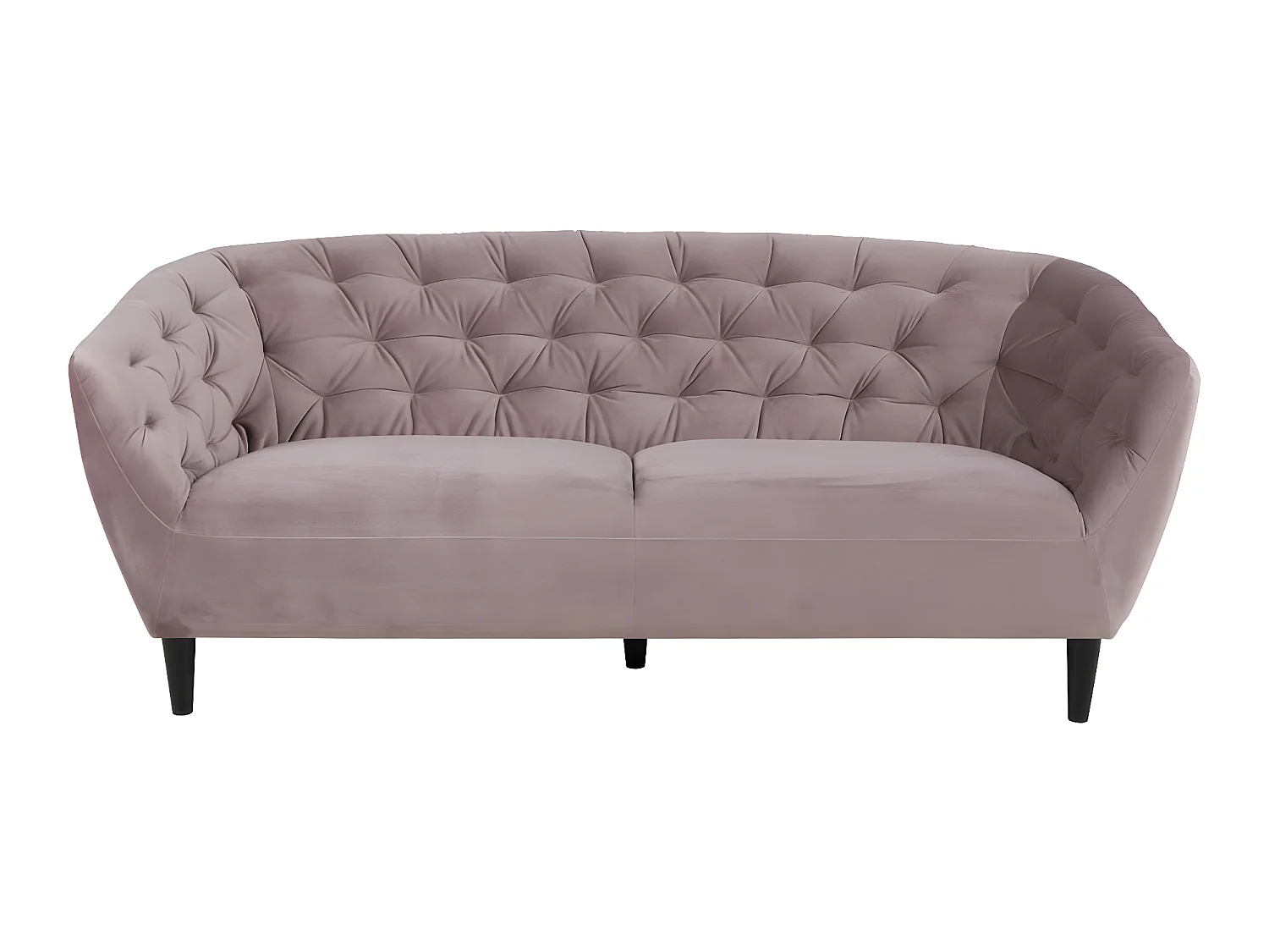 Rian 3 Personen Sofa rosa mit schwarzen Beinen.