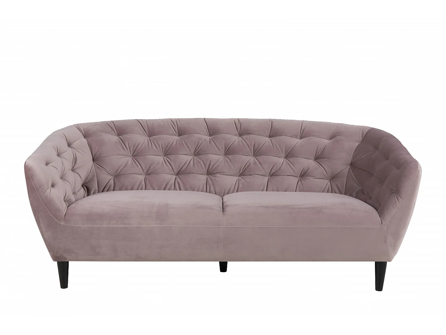 Rian 3 Personen Sofa rosa mit schwarzen Beinen.