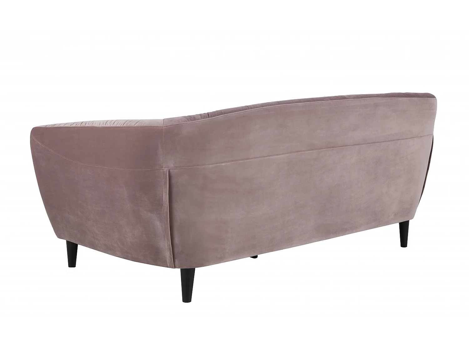 Rian 3 Personen Sofa rosa mit schwarzen Beinen.