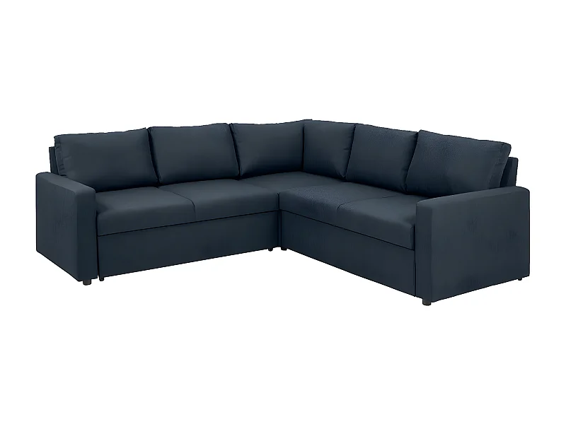 Sacramento Ecksofa versteckte Aufbewahrung und ausziehbares Bett dunkelblau.