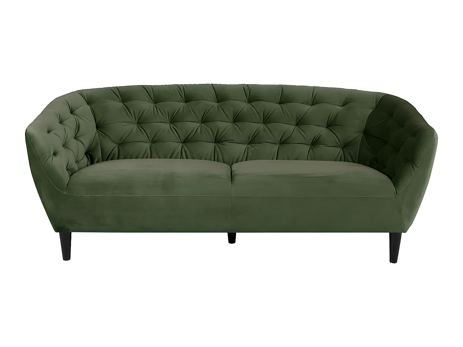 Rita 3-zitsbank bosgroen, rubberhout zwart.