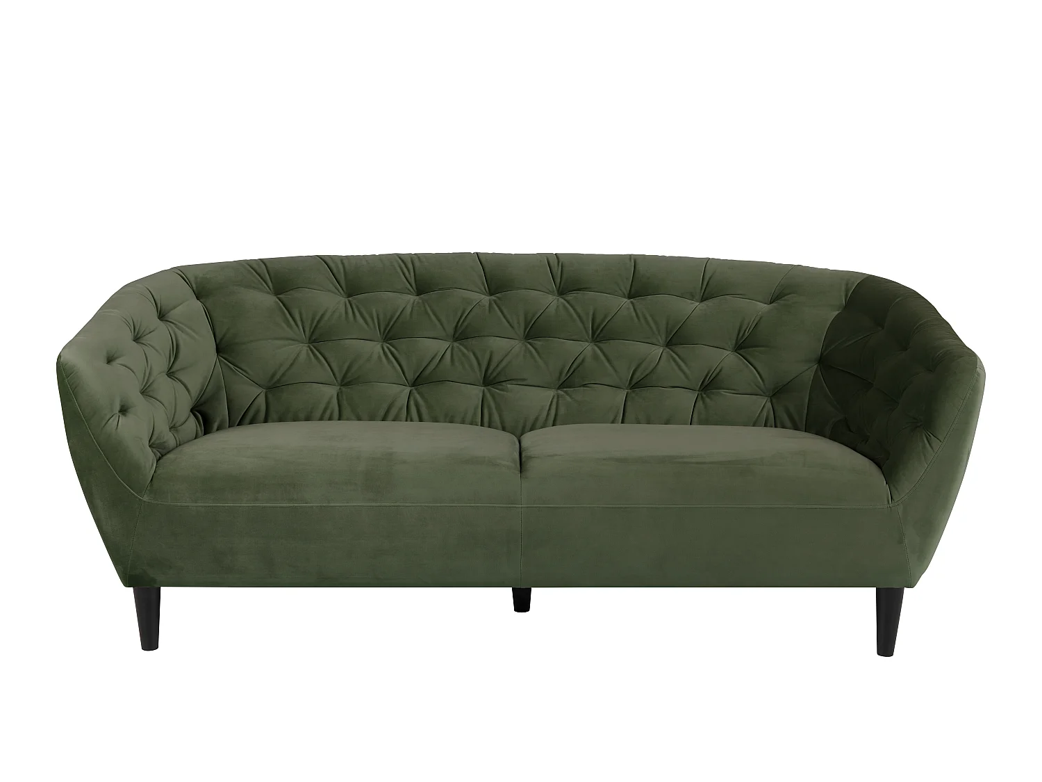 Rita 3-zitsbank bosgroen, rubberhout zwart.